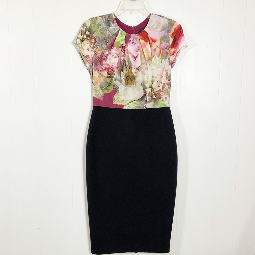 Ted Baker Floral & Black Dress Size 2 Cocktail